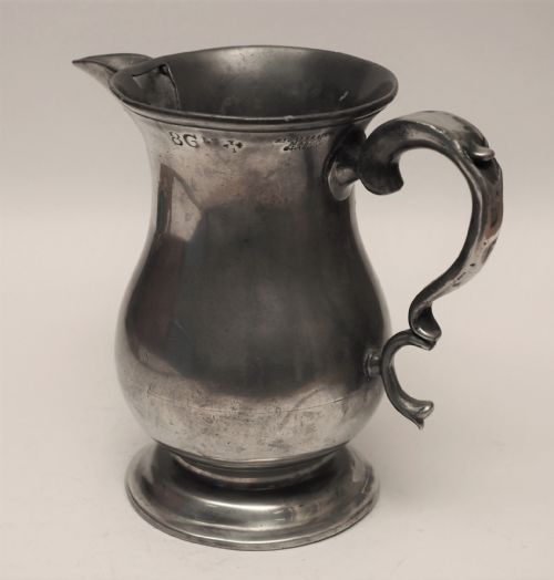 ANTIQUE SCOTTISH PEWTER 1 QUART SPOUTED MEASURE R GALBRAITH 182972 - ADDITIONAL PHOTO 1