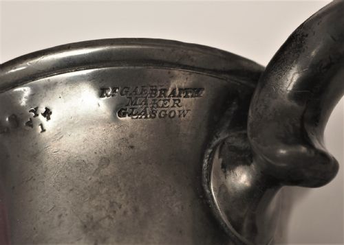 ANTIQUE SCOTTISH PEWTER 1 QUART SPOUTED MEASURE R GALBRAITH 182972 - ADDITIONAL PHOTO 7