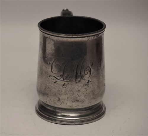 fig 3. ANTIQUE ENGLISH PEWTER 1 PINT TAVERN MUG BY M ALDERSON, 1821-1832.