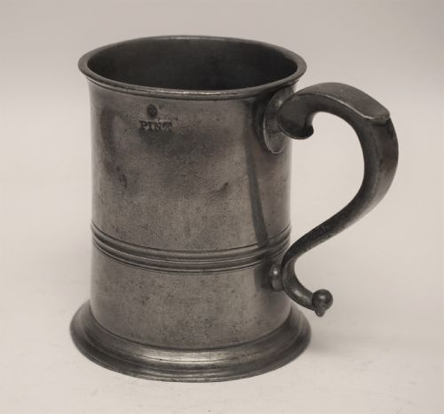 ANTIQUE SCOTTISH PEWTER 1 PINT MEASURE BY J MOYES EDINBURGH 1851 1891 - ADDITIONAL PHOTO 1