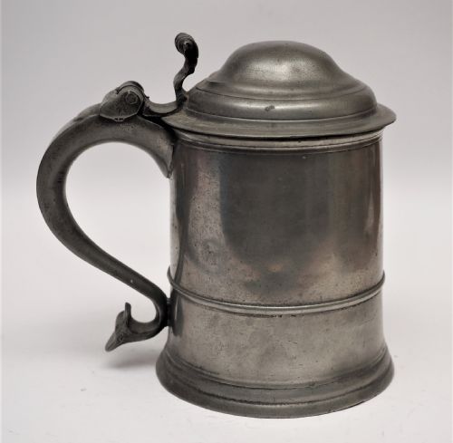 fig 2. ANTIQUE ENGLISH PEWTER TANKARD BY RICHARD GOING II, BRISTOL 1715 - 1764.