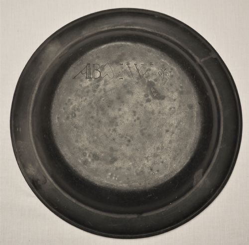 ANTIQUE SCOTTISH PEWTER SINGLE REEDED 14 INCH DEEP WELLED DISH CIRCA 1720 - ADDITIONAL PHOTO 2