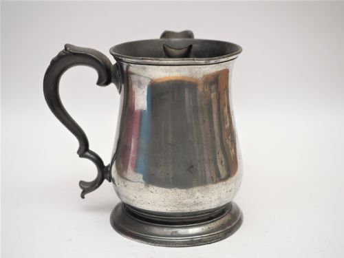 fig 1. ANTIQUE ENGLISH PEWTER 1 QUART SPOUTED MEASURE, J EDWARDS II, 1861-83.