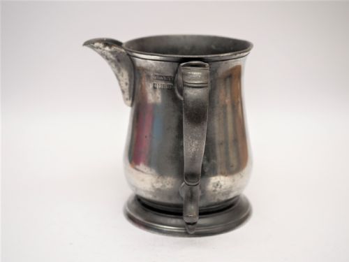 fig 2. ANTIQUE ENGLISH PEWTER 1 QUART SPOUTED MEASURE, J EDWARDS II, 1861-83.