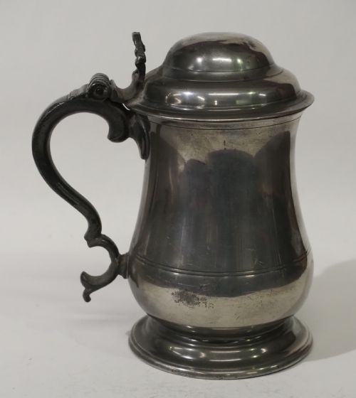 ANTIQUE ENGLISH PEWTER 1 QUART DOME LID TANKARD BY ROBERT BUSH BRISTOL 1755 1800 - ADDITIONAL PHOTO 1