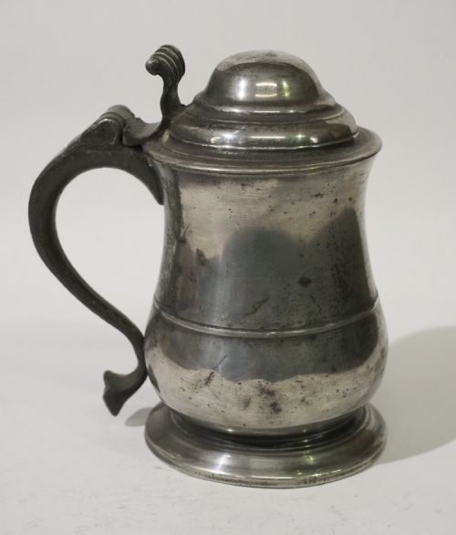 ANTIQUE ENGLISH PEWTER 1 PINT DOME LID TANKARD BURGUM CATCOTT OF BRISTOL 1765 1779 - ADDITIONAL PHOTO 1