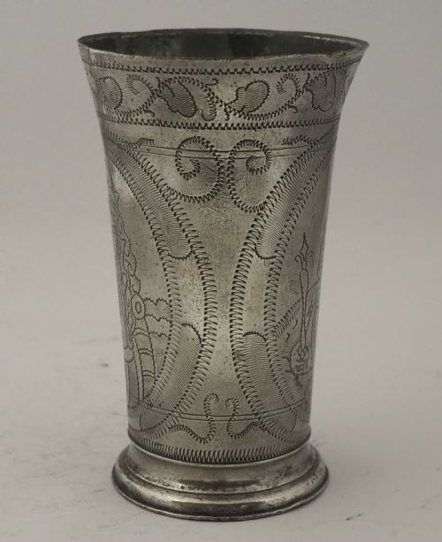ANTIQUE DUTCH PEWTER WILLIAM MARY PORTRAIT BEAKER CIRCA 1689 - ADDITIONAL PHOTO 2