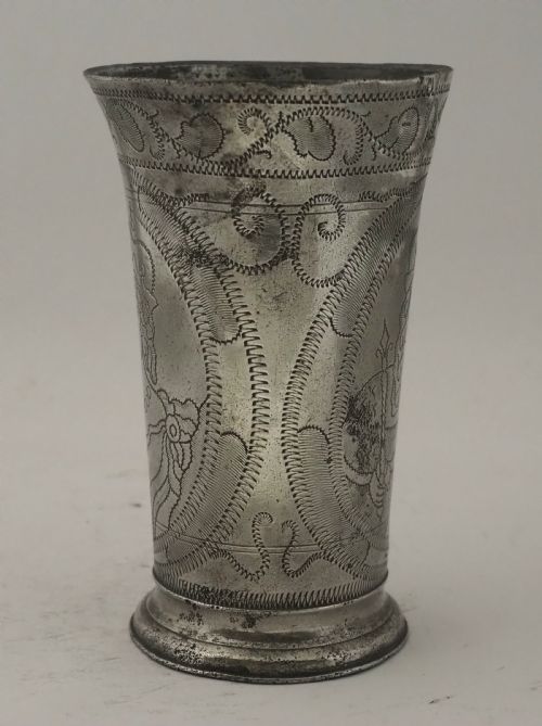 ANTIQUE DUTCH PEWTER WILLIAM MARY PORTRAIT BEAKER CIRCA 1689 - ADDITIONAL PHOTO 3