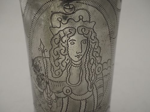 ANTIQUE DUTCH PEWTER WILLIAM MARY PORTRAIT BEAKER CIRCA 1689 - ADDITIONAL PHOTO 6