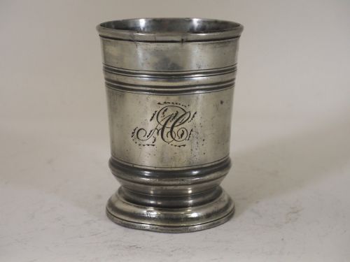 antique english pewter 12 pint beaker by robert grimes sons of london 1817 1838 - CATEGORY: ANTIQUE METAL - DATED 19TH CENTURY