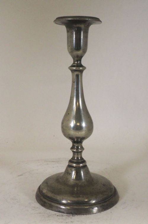 ANTIQUE ENGLISH PEWTER CANDLESTANDS GEORGIAN TEARDROP DESIGN CIRCA 1820 - ADDITIONAL PHOTO 4