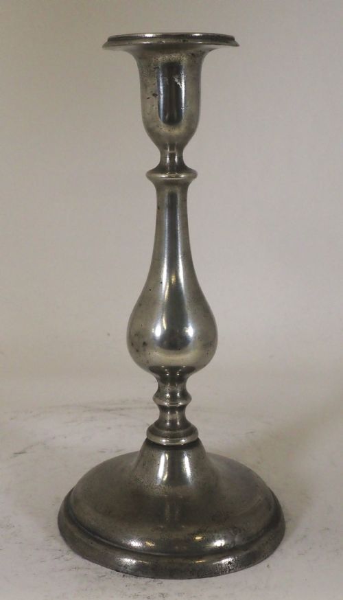 ANTIQUE ENGLISH PEWTER CANDLESTANDS GEORGIAN TEARDROP DESIGN CIRCA 1820 - ADDITIONAL PHOTO 5