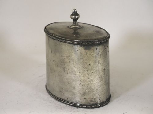 ANTIQUE ENGLISH PEWTER GEORGIAN TEA CADDY WITH PRESSER MAKER R P CIRCA 1780 - ADDITIONAL PHOTO 1