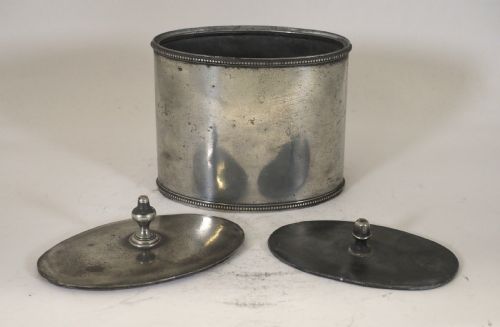 ANTIQUE ENGLISH PEWTER GEORGIAN TEA CADDY WITH PRESSER MAKER R P CIRCA 1780 - ADDITIONAL PHOTO 3