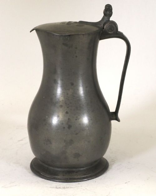 antique guernsey pewter 12 pot lidded flagon by nicolas le cheminant circa 1800 - CATEGORY: ANTIQUE METAL - DATED 1880