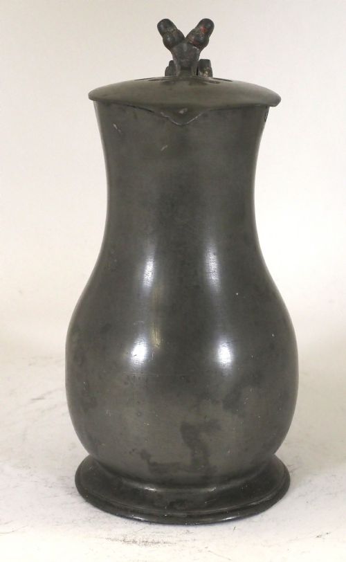 ANTIQUE GUERNSEY PEWTER 12 POT LIDDED FLAGON BY NICOLAS LE CHEMINANT CIRCA 1800 - ADDITIONAL PHOTO 4
