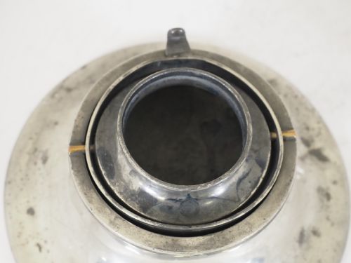 ANTIQUE ENGLISH PEWTER DOME LID SHIPS INKWELL WITH GLASS LINER CIRCA 1800 - ADDITIONAL PHOTO 7