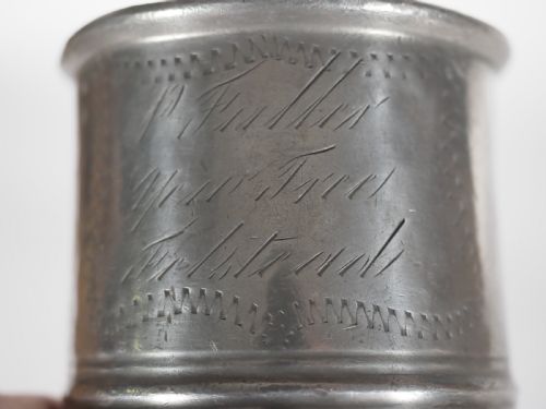 ANTIQUE ENGLISH PEWTER 1 PINT MEASURE BY FREDERIC SANDERS YEW TREE INN FELSTEAD CIRCA 1870 - ADDITIONAL PHOTO 6