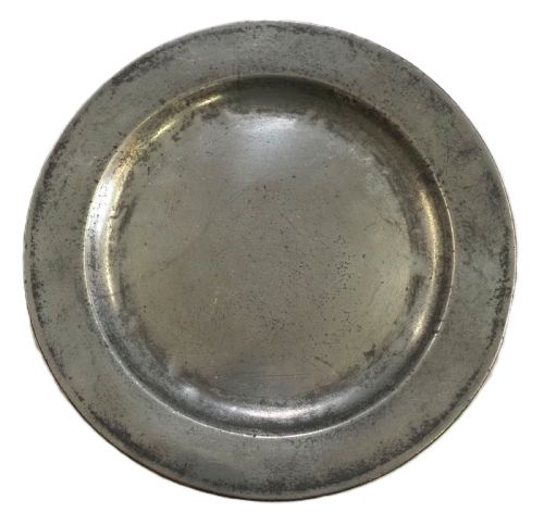 ANTIQUE ENGLISH PEWTER PLAIN RIM PLATE BY HUMPHREY EVANS II OF EXETER WORKED 1710 1763