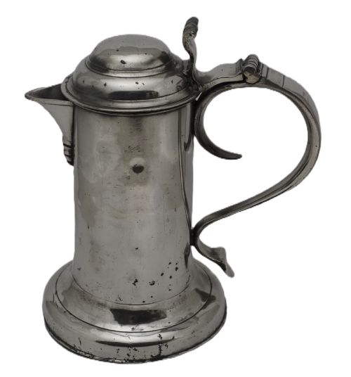 ANTIQUE IRISH PEWTER CHURCH FLAGON PROBABLY BY JOHN HEANEY OF DUBLIN 1763 1807