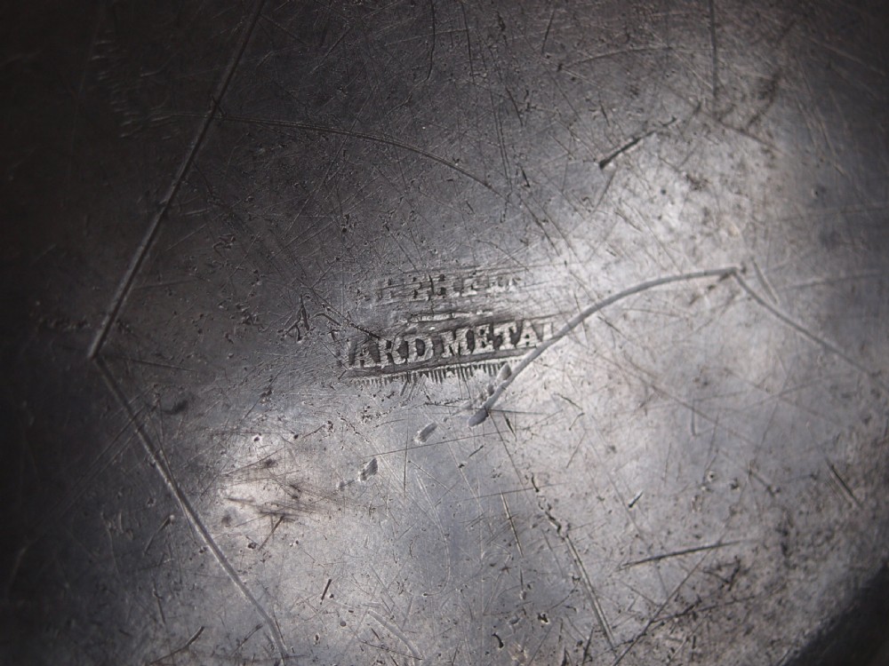 ANTIQUE ENGLISH PEWTER PLAIN RIM PLATE, BY WATTS & HARTON OF LONDON, 1836-1863. View IV