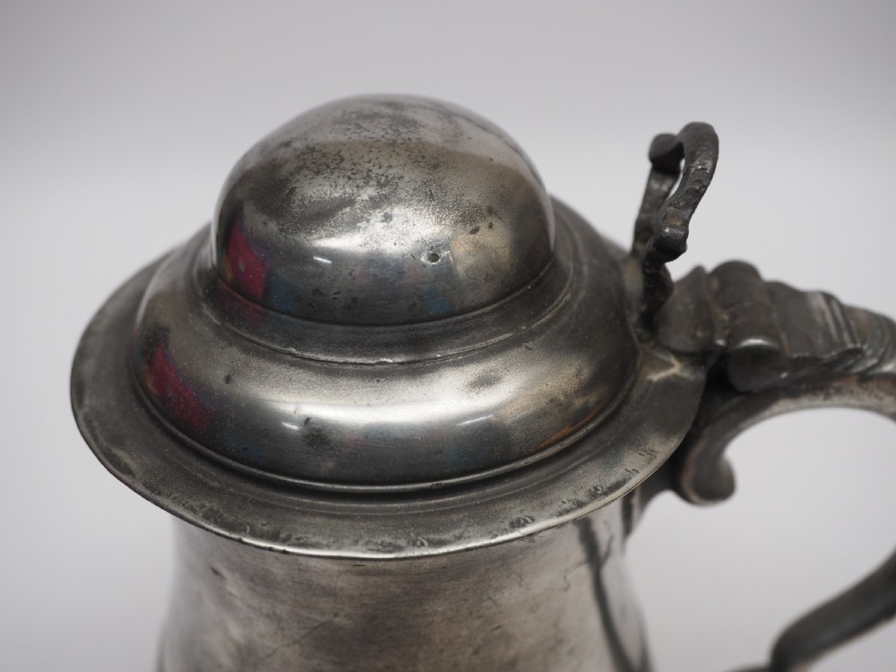 ANTIQUE ENGLISH PEWTER TANKARD 1 QUART OEWS, CIRCA 1760. View VII