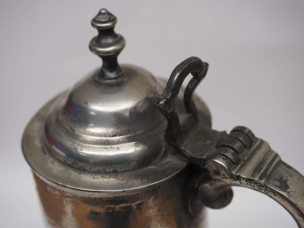 ANTIQUE ENGLISH PEWTER SPIRE FLAGON BY INGRAM & HUNT, 1778 - 1807. View VII