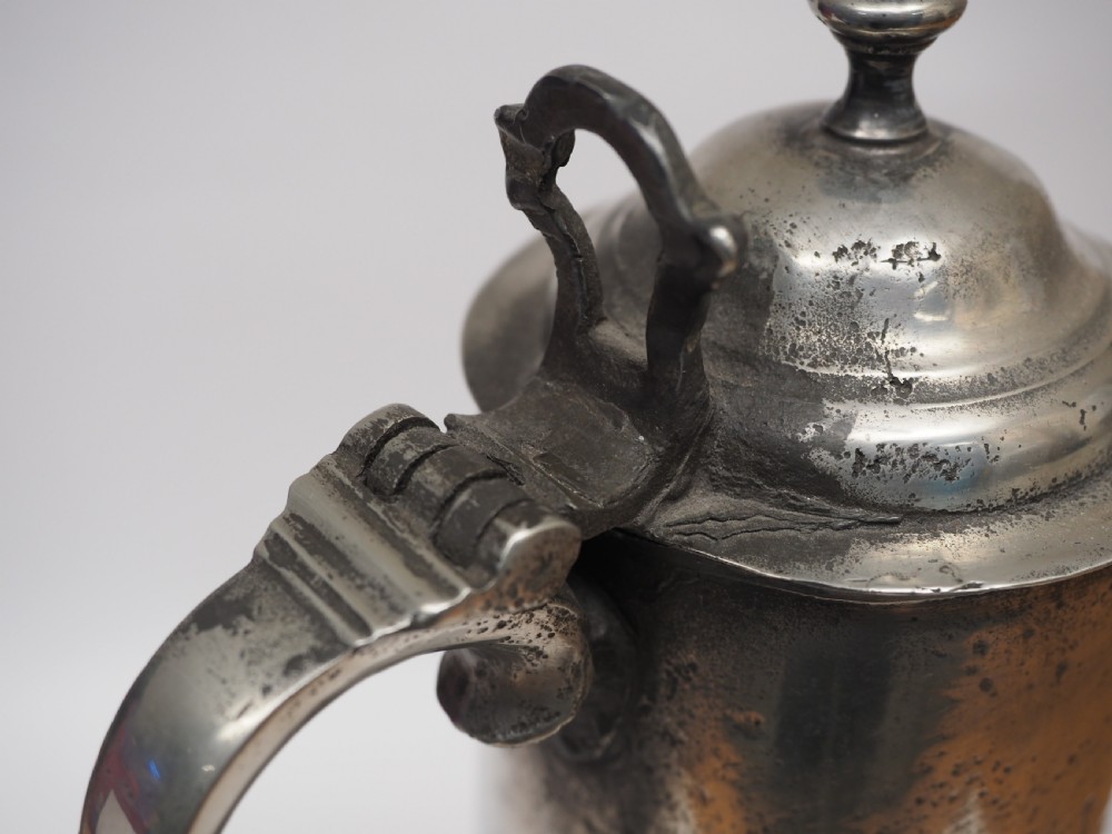 ANTIQUE ENGLISH PEWTER SPIRE FLAGON BY INGRAM & HUNT, 1778 - 1807. View X