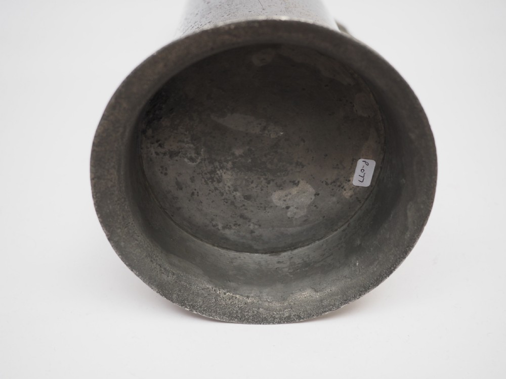 ANTIQUE ENGLISH PEWTER SPIRE FLAGON BY INGRAM & HUNT, 1778 - 1807. View XIII