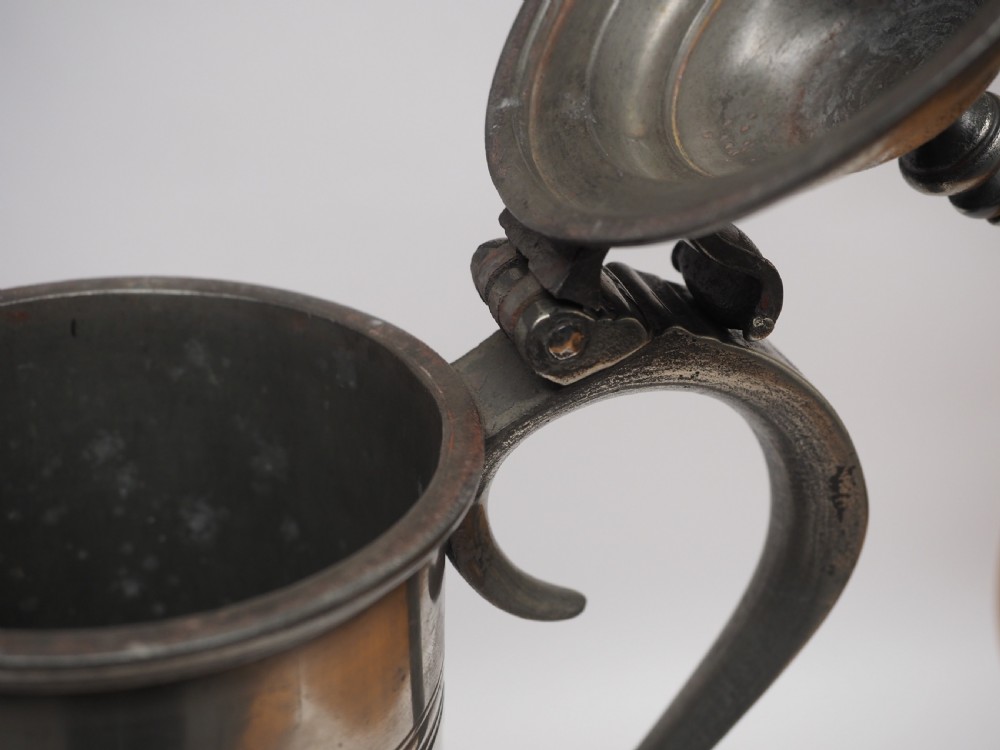 ANTIQUE ENGLISH PEWTER SPIRE FLAGON BY JOHN NEWHAM, DATED 1726. View VIII