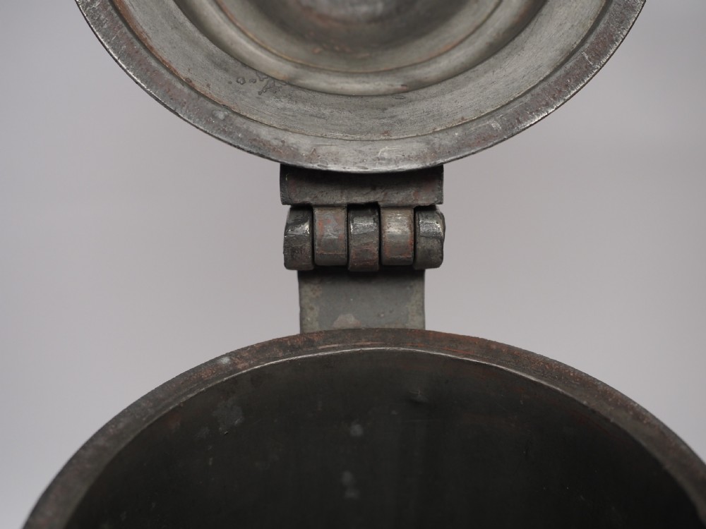 ANTIQUE ENGLISH PEWTER SPIRE FLAGON BY JOHN NEWHAM, DATED 1726. View IX