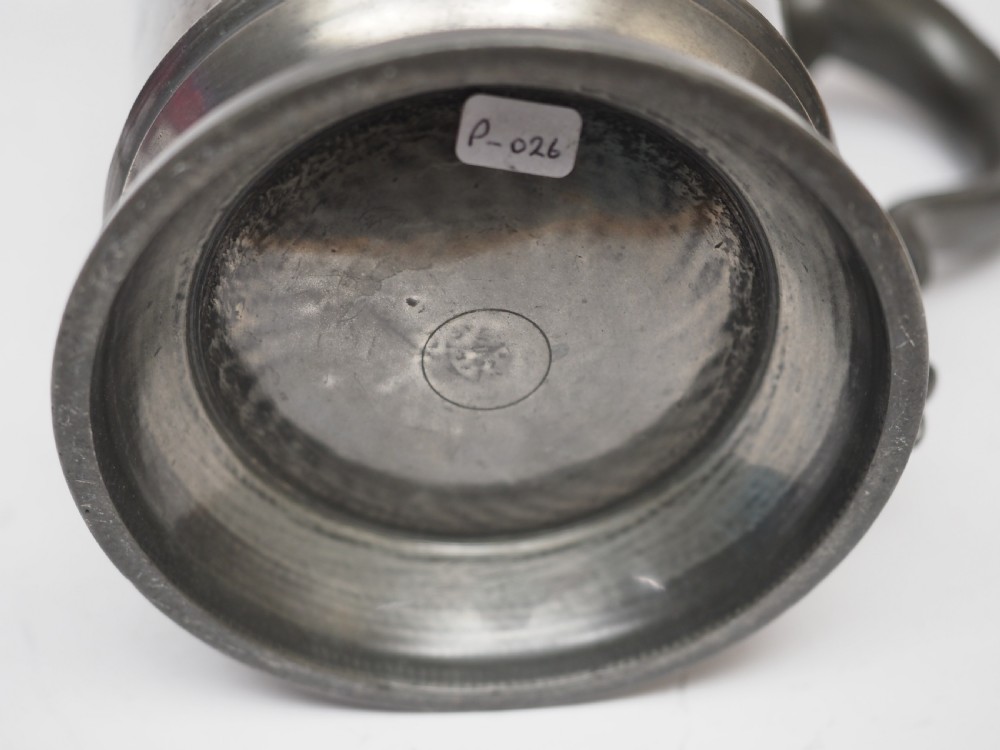 ANTIQUE ENGLISH PEWTER 1 PINT MEASURE, JAMES GRIMES OF LONDON, 1851 - 1883. View V