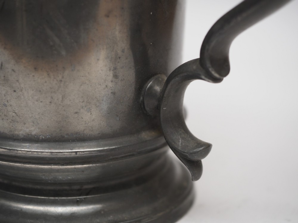 ANTIQUE ENGLISH PEWTER 1 PINT MEASURE, JAMES GRIMES OF LONDON, 1851 - 1883. View IX