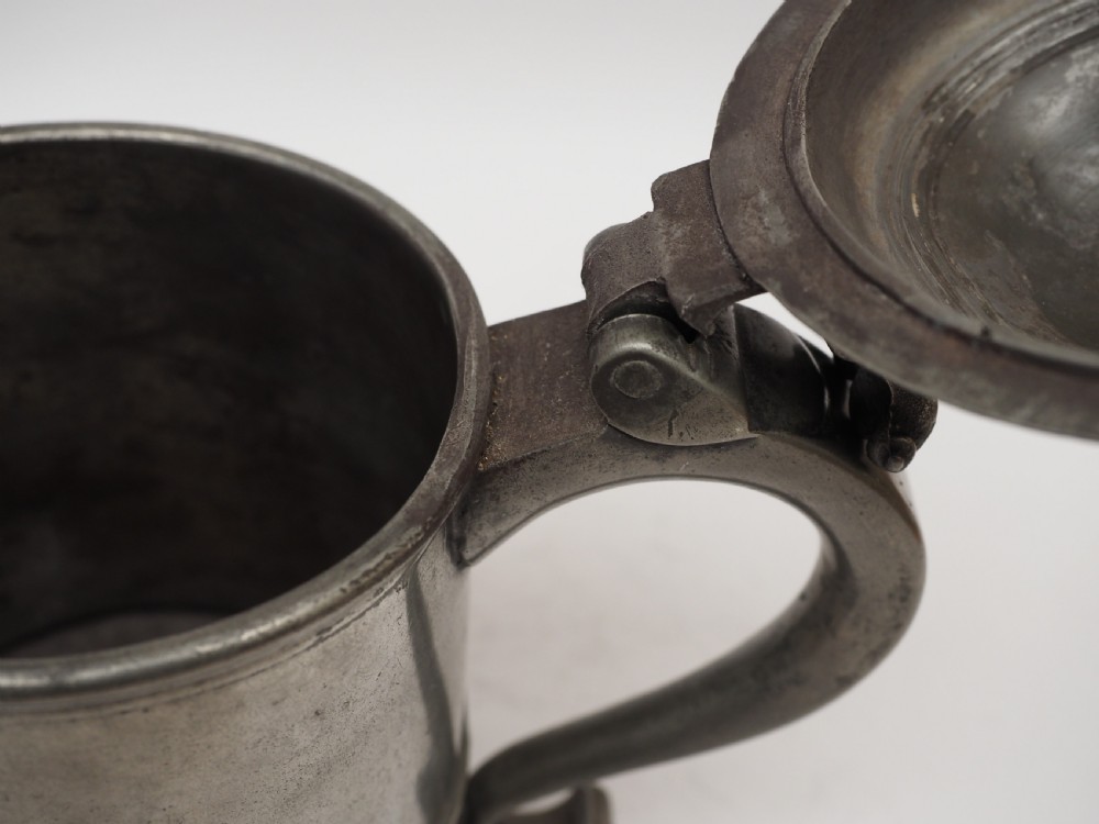 ANTIQUE ENGLISH PEWTER TANKARD BY RICHARD GOING II, BRISTOL 1715 - 1764. View VI