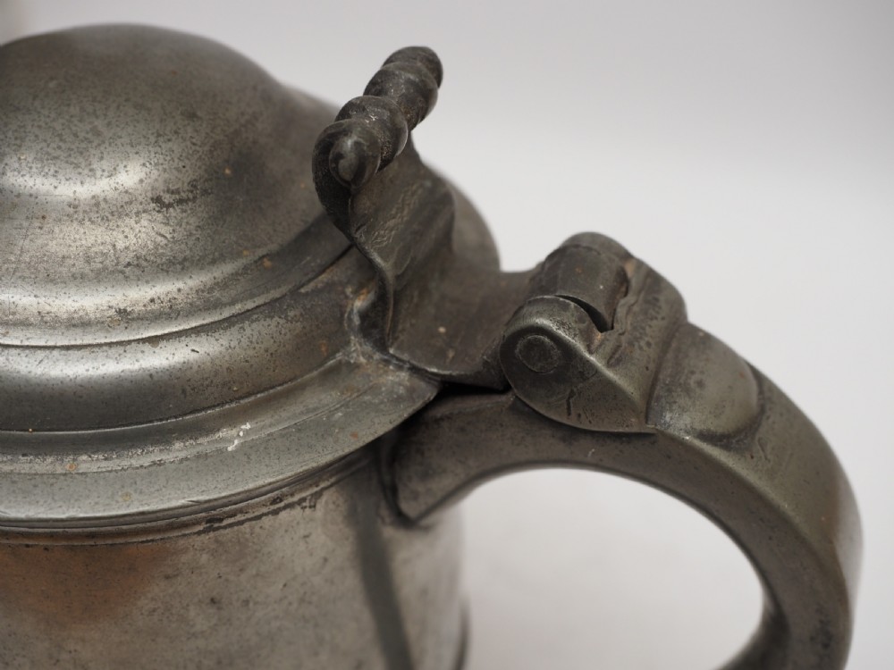 ANTIQUE ENGLISH PEWTER TANKARD BY RICHARD GOING II, BRISTOL 1715 - 1764. View VII