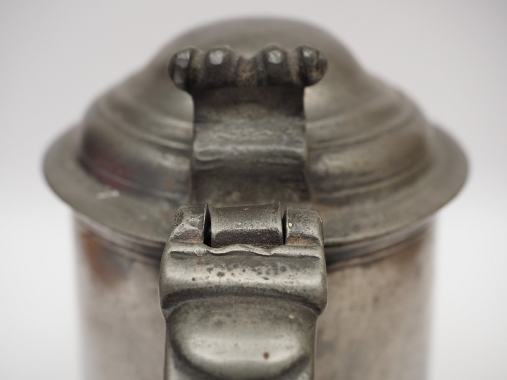 ANTIQUE ENGLISH PEWTER TANKARD BY RICHARD GOING II, BRISTOL 1715 - 1764. View XI