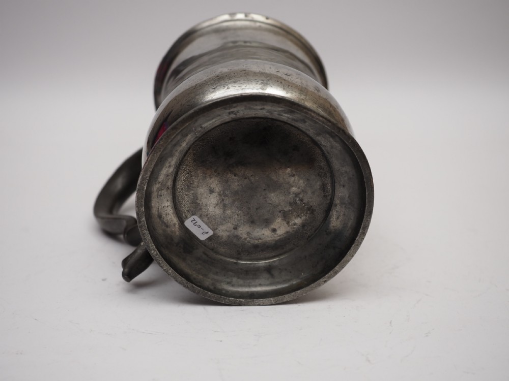 ANTIQUE ENGLISH PEWTER 1 QUART SPOUTED MEASURE, J EDWARDS II, 1861-83. View V