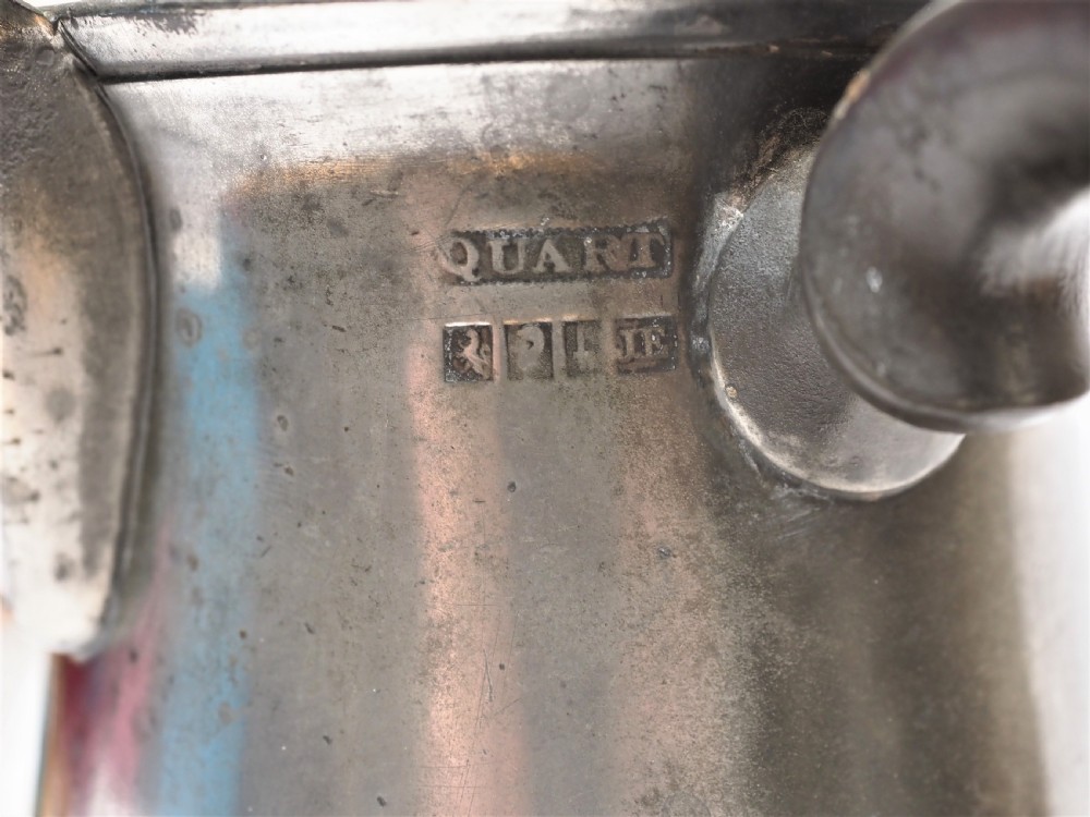 ANTIQUE ENGLISH PEWTER 1 QUART SPOUTED MEASURE, J EDWARDS II, 1861-83. View VIII