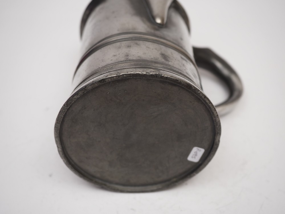 ANTIQUE ENGLISH PEWTER 1 QUART SPOUTED MEASURE, W R LOFTUS, 1856 - 1887. View X