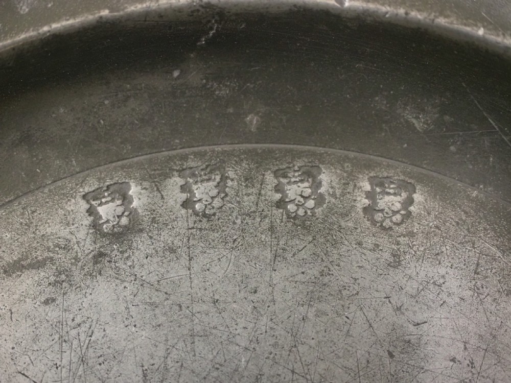 ENGLISH PEWTER 17th CENTURY NARROW RIM 8in PLATE, VERY WELL MARKED, CIRCA 1680. View VII