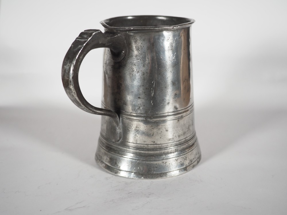 ANTIQUE ENGLISH PEWTER 1 QUART MEASURE, HENRY FOTHERGILL 1819-45, CORNWALL VERIFICATION. View II
