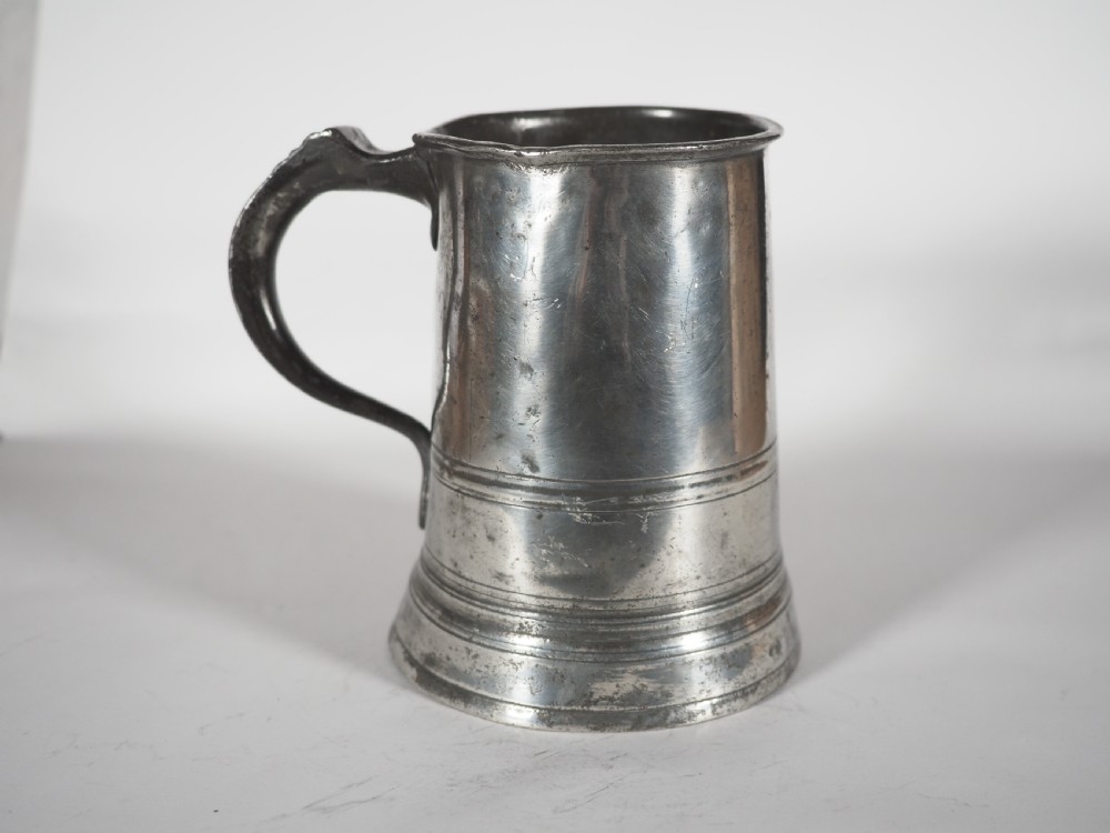 ANTIQUE ENGLISH PEWTER 1 QUART MEASURE, HENRY FOTHERGILL 1819-45, CORNWALL VERIFICATION. View III