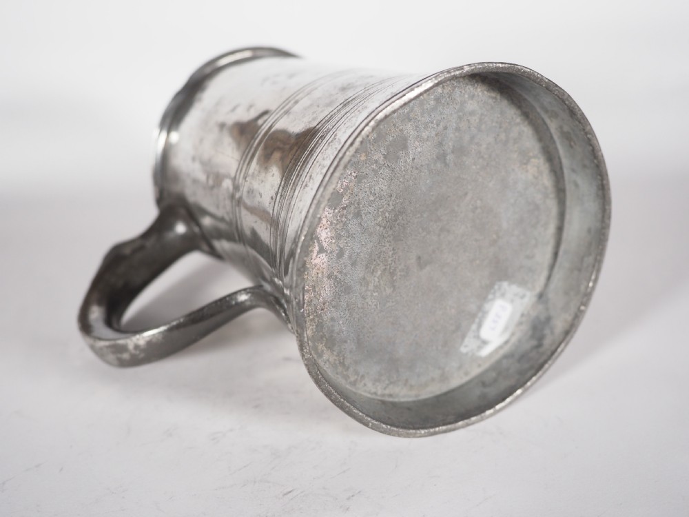 ANTIQUE ENGLISH PEWTER 1 QUART MEASURE, HENRY FOTHERGILL 1819-45, CORNWALL VERIFICATION. View VI