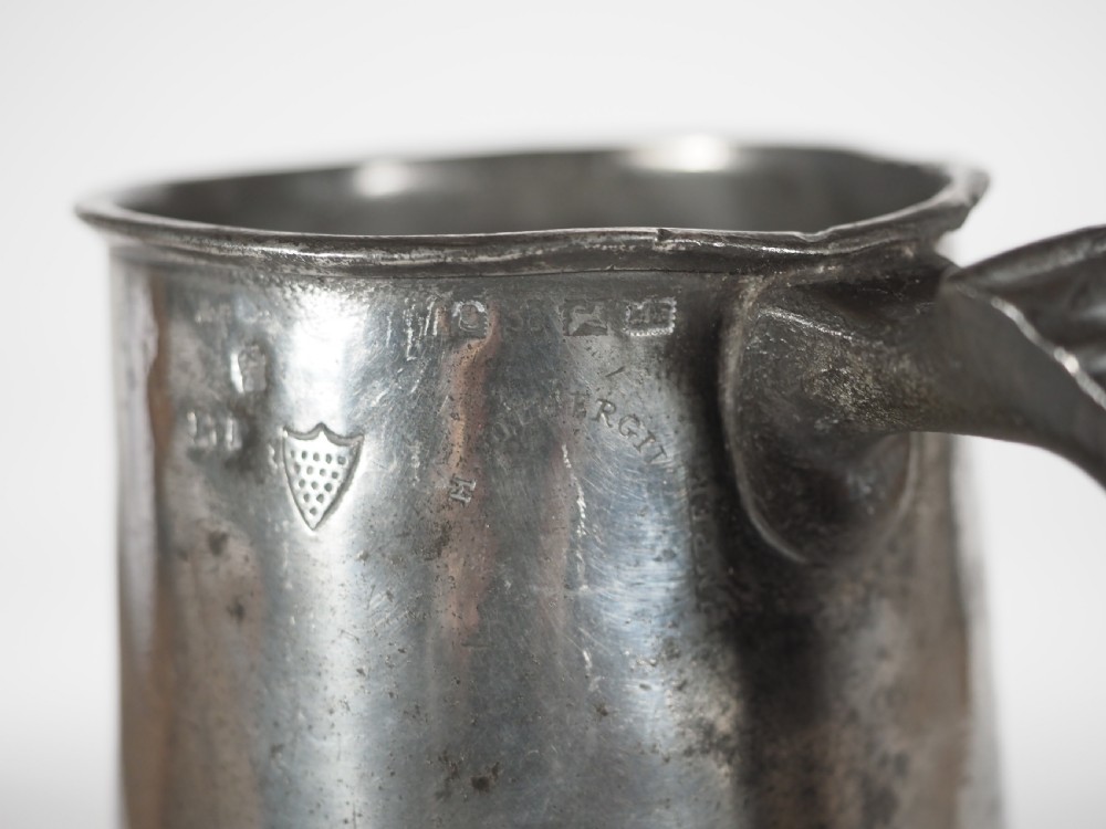 ANTIQUE ENGLISH PEWTER 1 QUART MEASURE, HENRY FOTHERGILL 1819-45, CORNWALL VERIFICATION. View VII