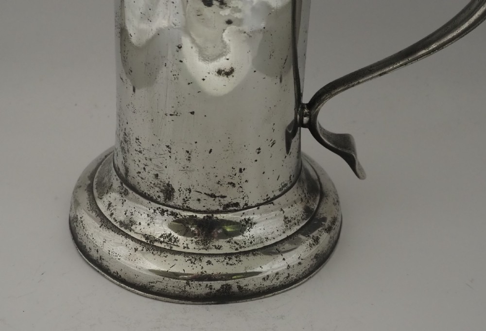 ANTIQUE IRISH PEWTER CHURCH FLAGON BY JOHN HEANEY OF DUBLIN, 1763 - 1807. View III