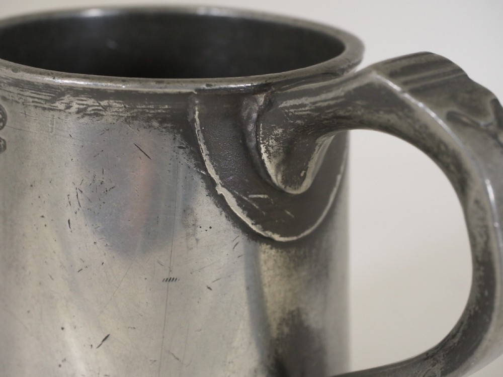 ANTIQUE ENGLISH PEWTER 1 PINT MEASURE BY JOHN FOSTER, 1789 - 1837. View II