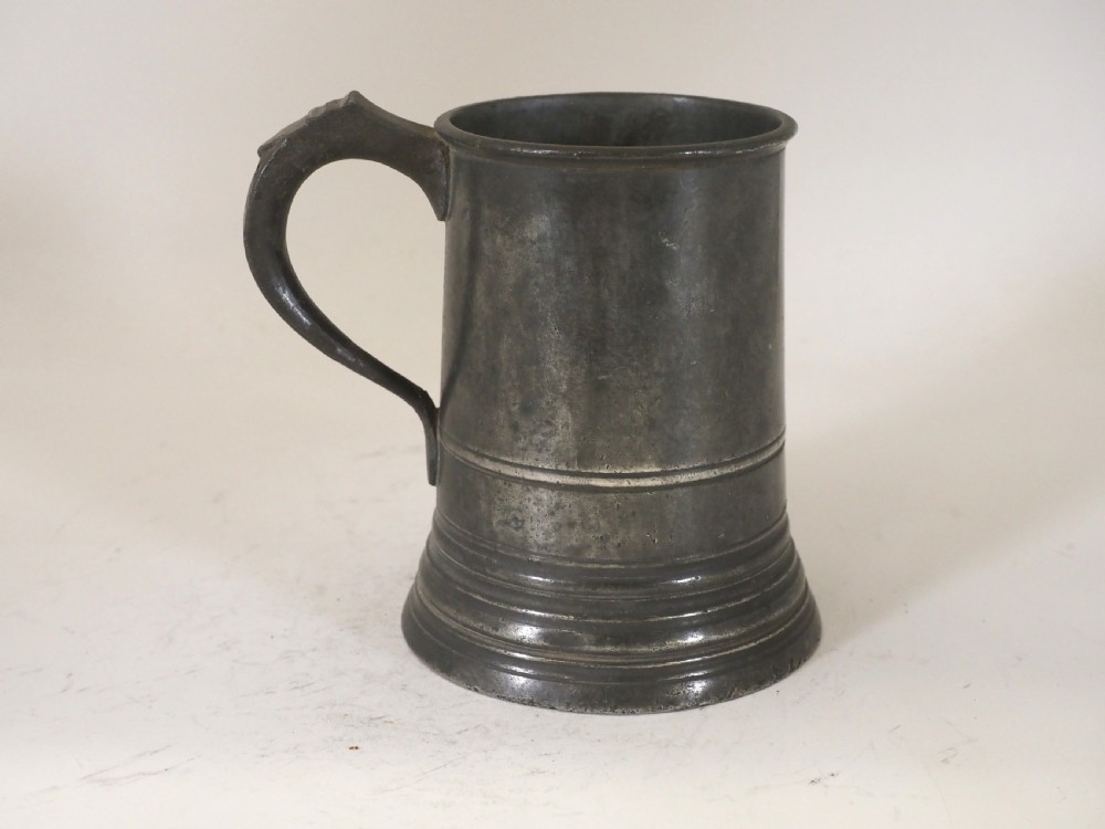 ANTIQUE ENGLISH PEWTER 1 PINT MEASURE BY M FOTHERGILL & SONS OF BRISTOL, CIRCA 1820. View VI