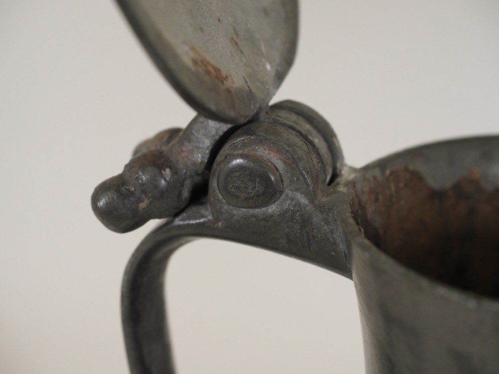 ANTIQUE GUERNSEY PEWTER 1/2 POT LIDDED FLAGON BY NICOLAS Le CHEMINANT, CIRCA 1800. View XIII