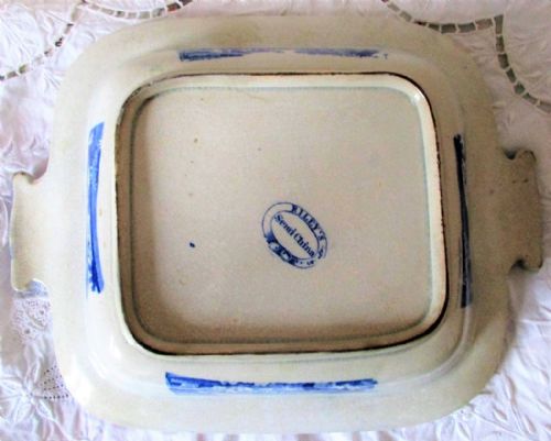 ANTIQUE ENGLISH GEORGIAN BLUE AND WHITE TRANSFER EUROPA PATTERN POTTERY VEGETABLE TUREEN AND COVER JOHN AND RICHARD RILEY - ADDITIONAL PHOTO 3