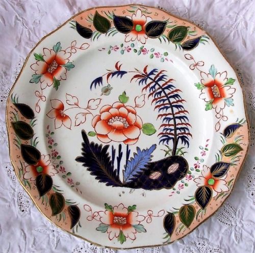 Antique English Georgian "Imari" Pattern Ironstone Plate ~ John Davenport of Longport